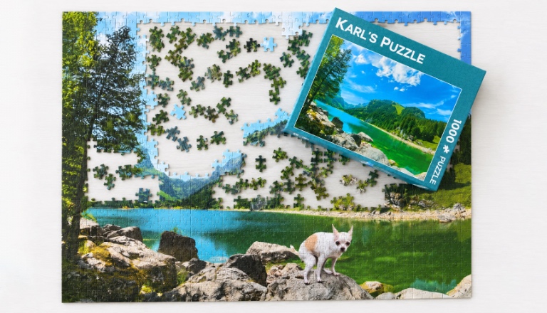 lustiges Puzzle als Geschenkidee mit Hundemotiv