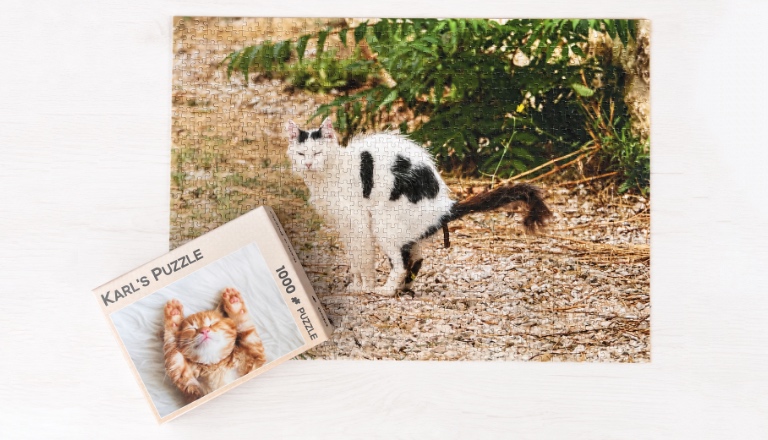 lustiges Puzzle als Geschenkidee mit Katzenmotiv